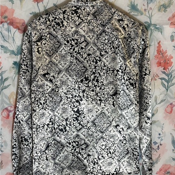 Vintage Floral Black and White Women's Top - Picture 7 of 10